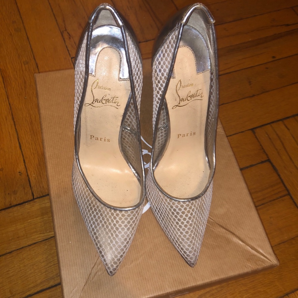 Christian Louboutin Silver Fishnet Follies